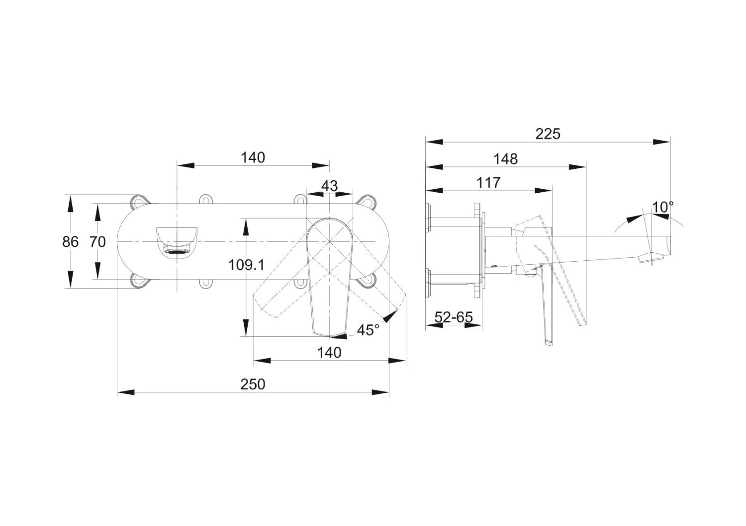 Смеситель для раковины Cersanit MODUO встраиваемый однорычажный (64096) - фото 3